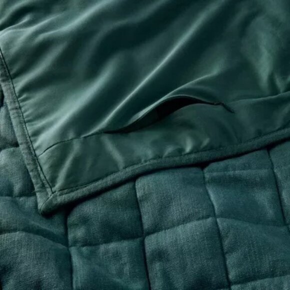 Heavyweight Linen Blend Pillow Sham Standard Casaluna Dark Teal Blue - Picture 2 of 7